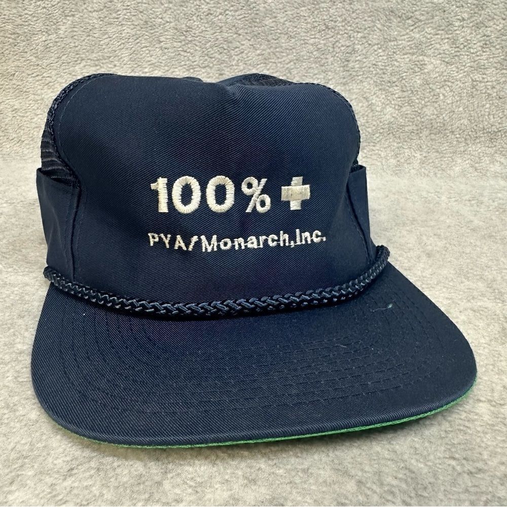 PYA Monarch Trucker Had Blue Mesh Snapback Rope Brim Casual Work Wear Vintage